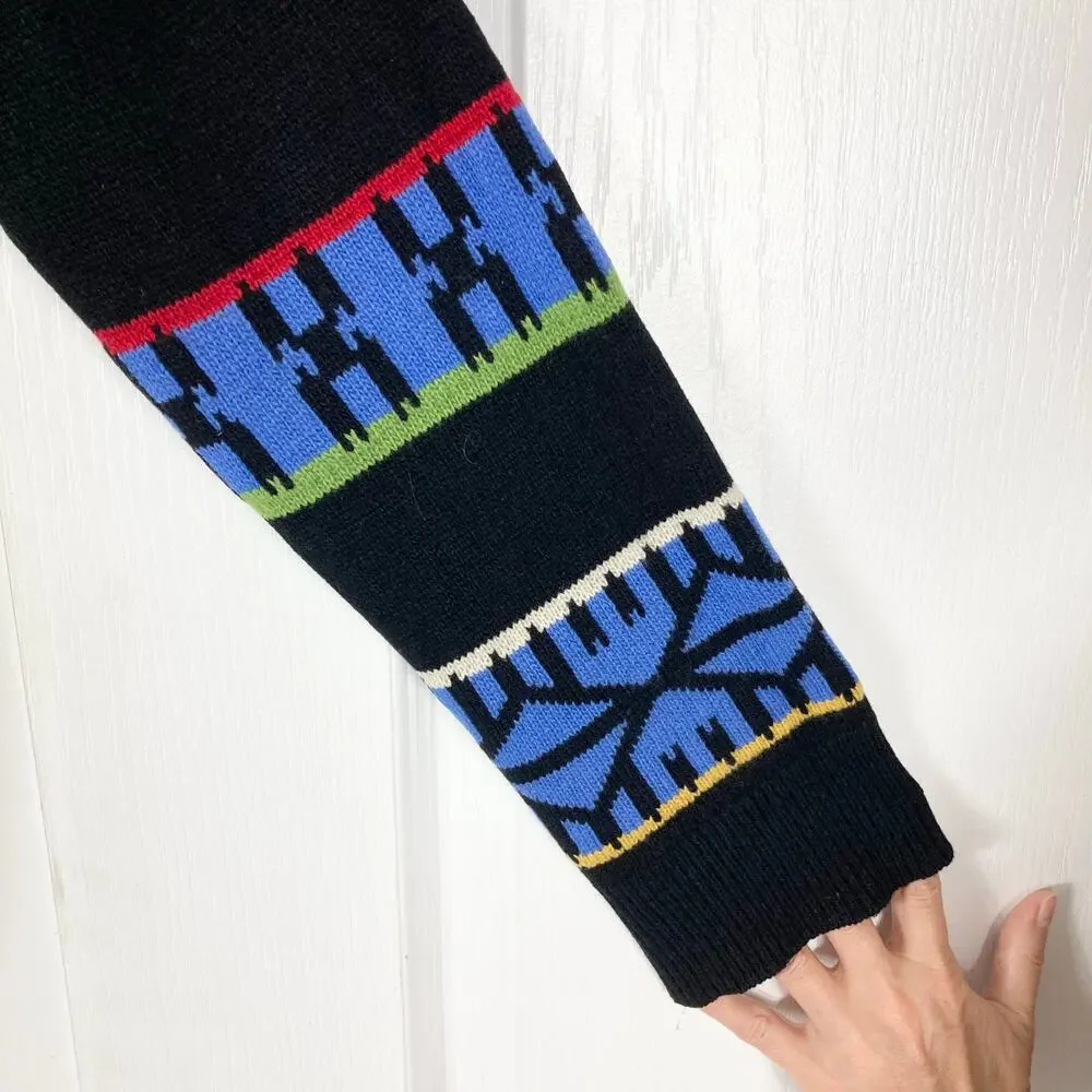 KENZO Sweater Men M”PARIS La Montana”2019 Graphic Logo Wool Black Royal-Blue